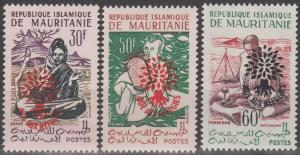 Mauritania #129-30, 132 MNH F-VF Type II Ovpt (SU696)