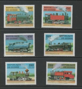 Thematic Stamps Transports - GUINEA 1997 STEAM LOCOS 1761/6 6v mint