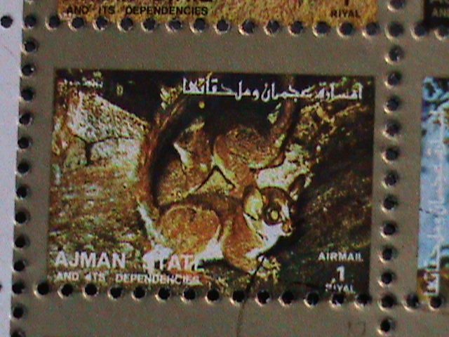 AJMAN STATE-COLORFUL LOVELY WORLD WILD ANIMALS CTO MINI SHEET VERY FINE