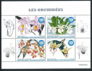 B0165 - CENTRAL AFRICAN - Stamp Sheet - 2022 - Flowers, Orchids-