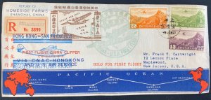 1937 Shanghai China First Flight Airmail Cover  to San Francisco CA USA CNAC PAA