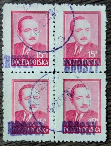 Poland Sc-441 Block of 4 with Groszy overprint.