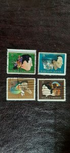 US Scott # 1484-1487; four used 8c Am. Arts issue, 1973; F/VF centering