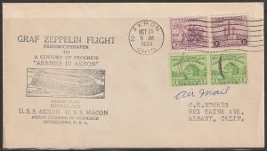 EDSROOM-C308 Graf Zeppelin Flight Cover 1933 Century of Progress