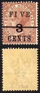 British Honduras SG49a 3c on 3c on 3d Brown Wide Space between I and V M/M