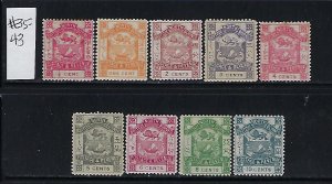 NORTH BORNEO SCOTT #35-43 1887-92 SET- PERF 14- MINT HINGED/LIGHT HINGED