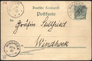 Germany 1901 SW Africa MALTAHOEHE GIBEON WINDHOEK DSWA MiP5 Postal Cover 108093