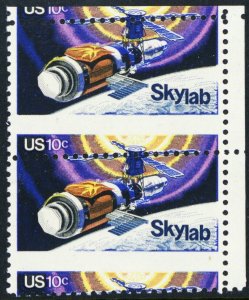 1529, MNH 10¢ Misperforated Freaky Error Margin Pair SKYLAB * Stuart Katz