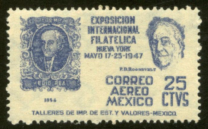 MEXICO C167 25c Cent Int Philatelic Exhib FDR & Mexico #1 NH