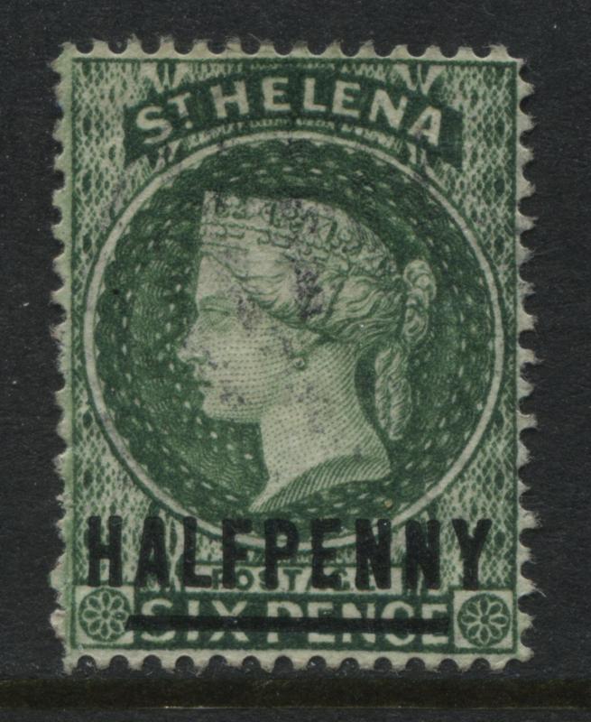 St.Helena QV 1884 1/2d on 6d green used