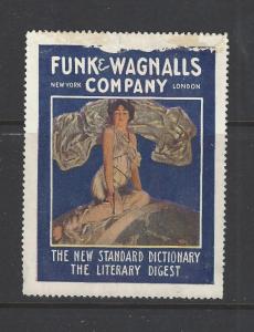 Early 1900s Funk & Wagnails Dictionaries Poster Stamp -(AV103)