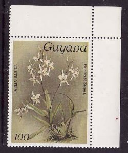 Guyana-Sc#1113a- id9-unused NH 100c-Flowers-Orchids-wmk Lotus Bud Multiple-1985-