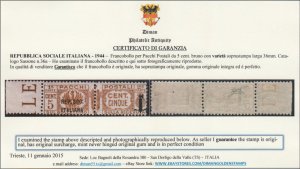 ITALY RSI (Social R) Pacchi n.36a variety Certificate + Signed Ferrario MNH** R+