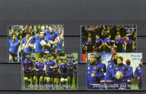 Mali Rugby World Cup 2015 France Team Set (4) Perforated mnh.vf