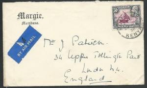 KENYA UGANDA TANGANYIKA 1936 cover Mombassa to UK..........................61014