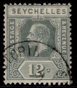 SEYCHELLES GV SG86, 12c grey, FINE USED.