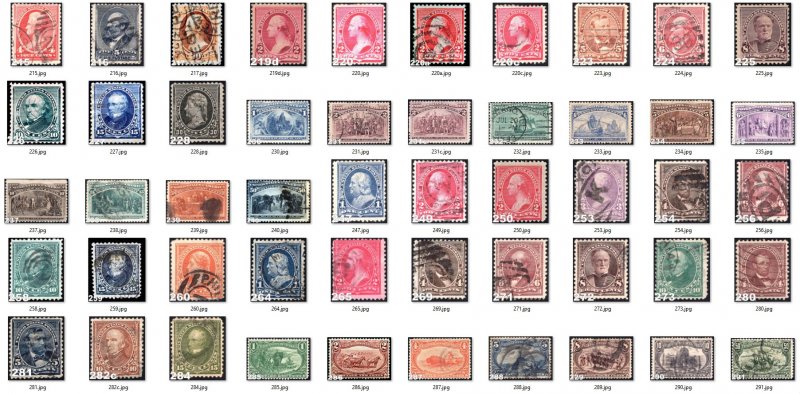 Lot of 343 US Stamps. No Duplicates. Cat Value $8800.00