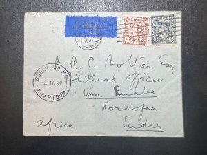 1931 Ireland Airmail Cover Khartoum to Um Ruaba Sudan Africa