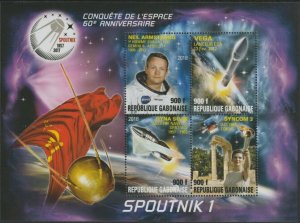 GABON - 2018 - Sputnik I, 60th Anniv - Perf 4v Sheet #2 - MNH -Private Issue