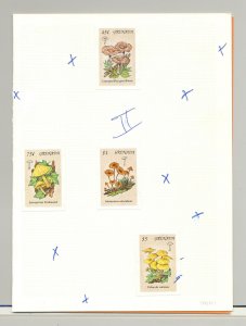 Grenada #2317, 2319-20, 2323, 2325 Mushrooms 4v & 1v S/S Imperf Proofs