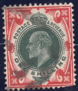 Great Britain 1902-1911 1sh  Scarlet & Dark Green SC138a