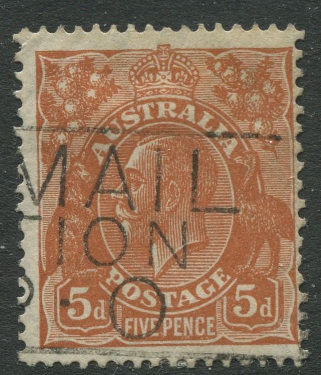 Australia - Scott 120 - KGV Head -1931 - Used - Wmk 228 - 5p Stamp