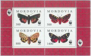 1999 - RUSSIAN STATE, SHEET: WWF, Butterflies, Insects