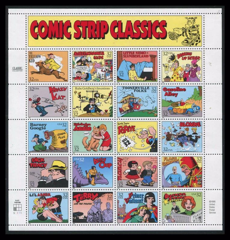 # 3000 32¢ Comic Strip Classics 1995  Nancy Krazy Kat  Dick Tracy