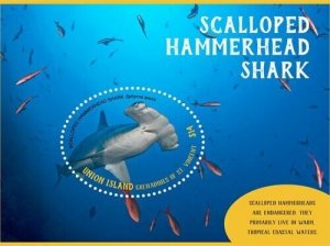 Union Islands 2019  - Scalloped Hammerhead Shark - Souvenir stamp sheet- MNH