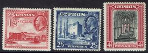 CYPRUS 1934 KGV PICTORIAL 11/2PI 21/2PI AND 41/2PI