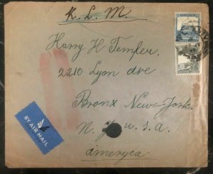 1937 Tel Aviv Palestine Airmail Cover To Bronx New York USA Via KLM