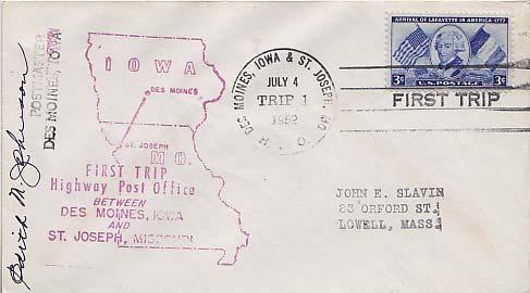 United States, Highway Post Offices, Iowa, Missouri