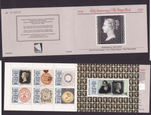 Marshall Islands #376a- id9-unused NH booklet-Penny Black-Stamp on Stamp-1990-