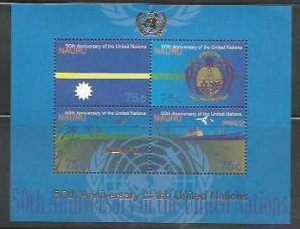 NAURU - 1995 - UN, 50th Anniv - Perf Souv Sheet - Mint Never Hinged