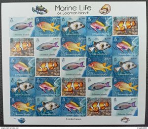 QW46 IMPERF 2013 SOLOMON ISLANDS FISHES MARINE LIFE FAUNA #1641-45 UNIQUE SH MNH