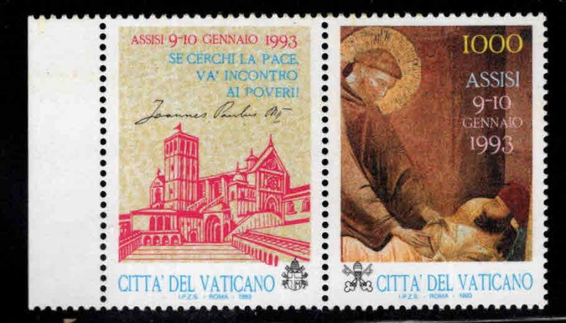 VATICAN Scott 916 MNH** St Francis stamp with label 1993