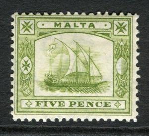 MALTA; 1904 early Ed VII issue fine Mint hinged 5d. value