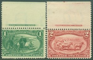 EDW1949SELL : USA 1898 Scott #285-86 Mint OG LH. Top Imprint singles. Cat $52+