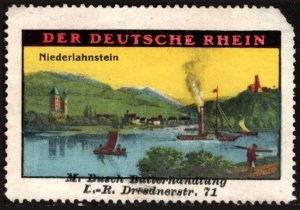 Vintage Germany Poster Stamp The German Rhine Niederlahnstein