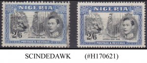 NIGERIA - 1951 2sh6p KGVI SCOTT#63 - 2V MLH + USED STAMP COLOR DIFFERENCE