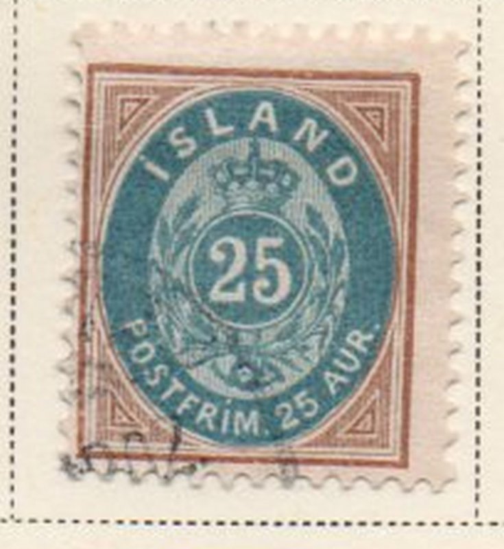 Iceland Sc 28 1900 25 aur yellow brown & blue arms stamp used