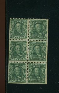 300b Franklin RARE Used Booklet Pane of 6 Stamps with APS Cert SCV $11.5K Bz 536