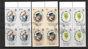 PITCAIRN ISLANDS SG219/21 1981 ROYAL WEDDING IN BLOCKS OF 4 FINE USED