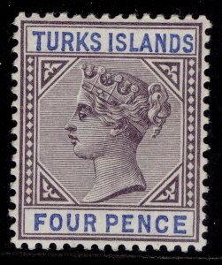 TURKS & CAICOS ISLANDS QV SG71, 4d dull purple & ultramarine, LH MINT. Cat £25.