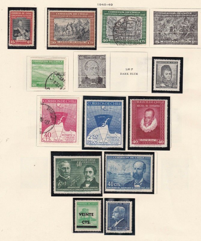 CHILE ^^^^^^1945-49   hinged & used  collection on page$$@ dca119xxbchle