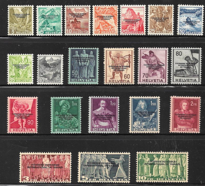 SWITZERLAND 1944 International Labor Bureau Official Set Sc 3O62-3O82 MH/MLH