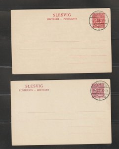 Germany 1920 Slesvig 2 Postal Stationary Cards CDS Flensburg