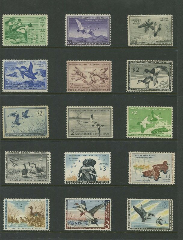 United States Federal Hunting Duck Stamps #RW1-RW60 Mint Lightly Hinged VF Set 