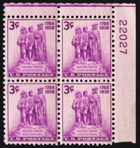 US 837 MNH VF 3 Cent Northwest Territory Sesquicentennial Plate Block UR #22027