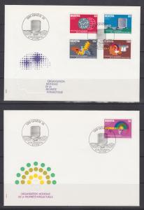 Switzerland Sc 10O10/11O5 FDC. 1973-88 International Offices, 5 different, VF